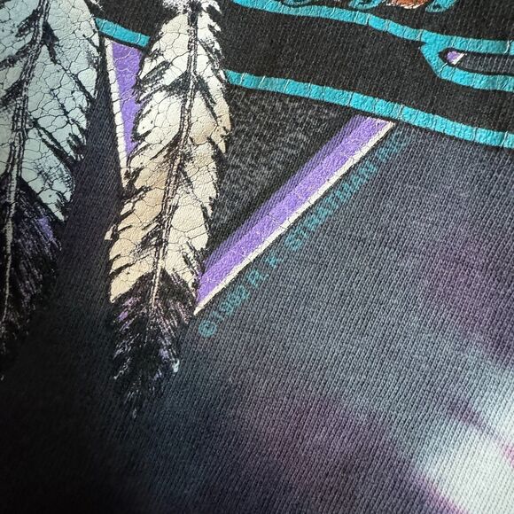 Vintage Harley Davidson Shirt Mens Large Tie Dye Dream Catcher Dick Farmers 90s - Picture 5 of 13